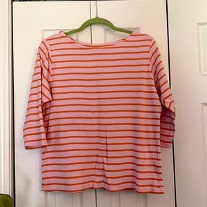 LL Bean French Sailor’s Shirt - VGUC. Orange and pink stripe. XL petite.